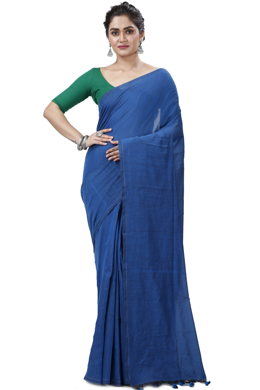 Blue Pure Cotton ThanKhadi Hand Loom Saree (5237)